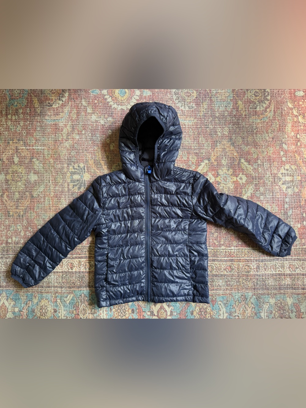 Primary Kids 6-7 Hooded Blue Puffer Jacket